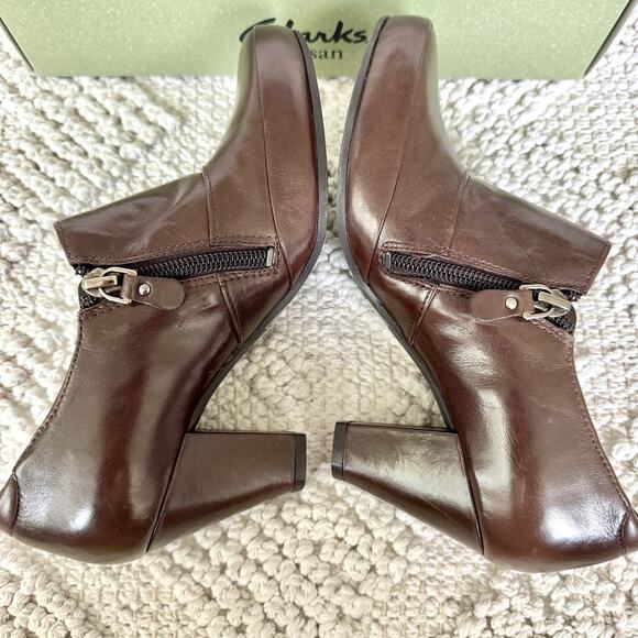Clarks Artisan Solid Brown Leather Mule Diamond Trust Clogs Sz 5.5 84990 - Picture 7 of 16